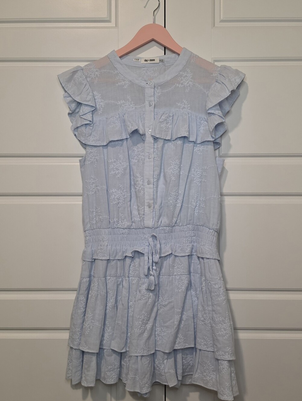 Blue Ruffle Romper Dress Size Mediumby Day + Moon